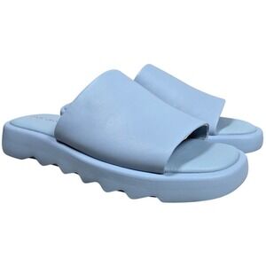 Andre Assous Jessa Blue Leather Platform Slide Sandals Womens 10‎ M